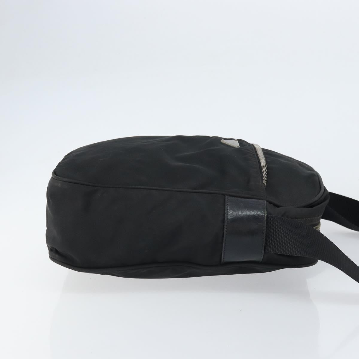 Prada Front Pocket Zip Messenger Bag Tessuto With Saffiano Leather Black Nylon Shoulder Bag Bag (Pre-Loved)