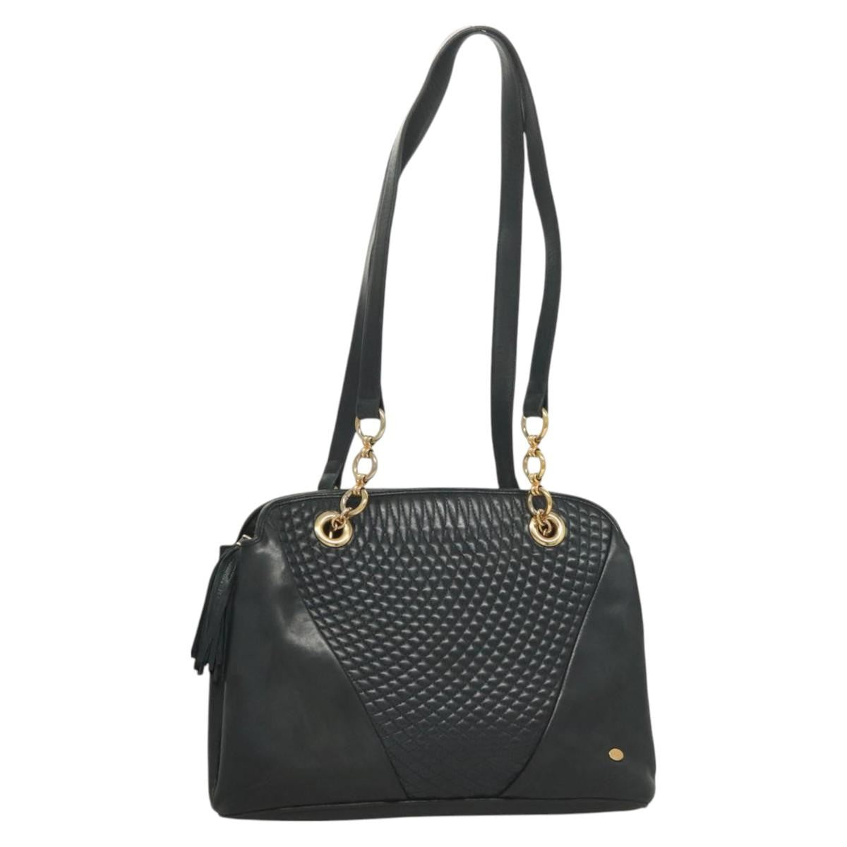 Bally Vintage Shoulder Bag Quilted Leather Black Leather Handbag (Pre-Loved)
