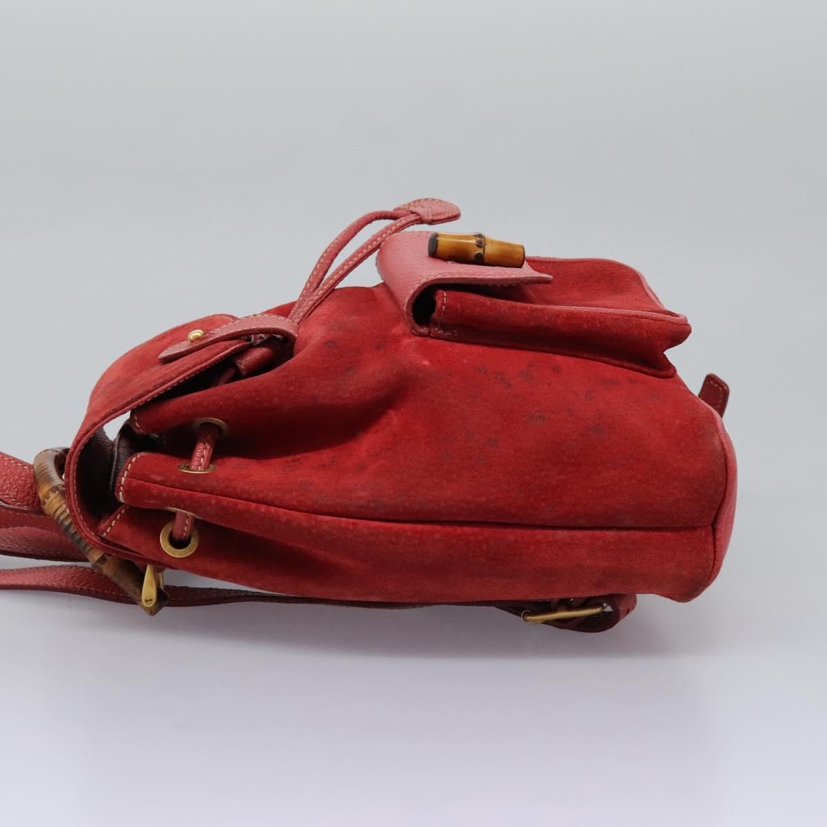 Gucci Gucci Bamboo Backpack Daim Red Suede Backpack Bag (Authentic Pre-Loved)