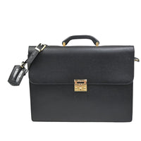 Salvatore Ferragamo Revival Briefcase Leather Black Leather Briefcase Bag (Authentic Pre-Loved)