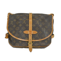 Louis Vuitton Saumur Handbag Monogram Canvas Brown Canvas Shoulder Bag Bag (Pre-Loved)