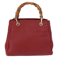 Gucci Bamboo Shopper Tote Leather Red Leather Tote Bag Bag (Authentic Pre-Loved)