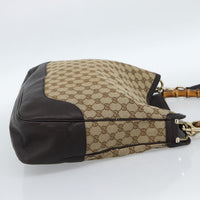 Gucci Bamboo Shopper Tote Gg Canvas Beige Canvas Handbag (Pre-Loved)