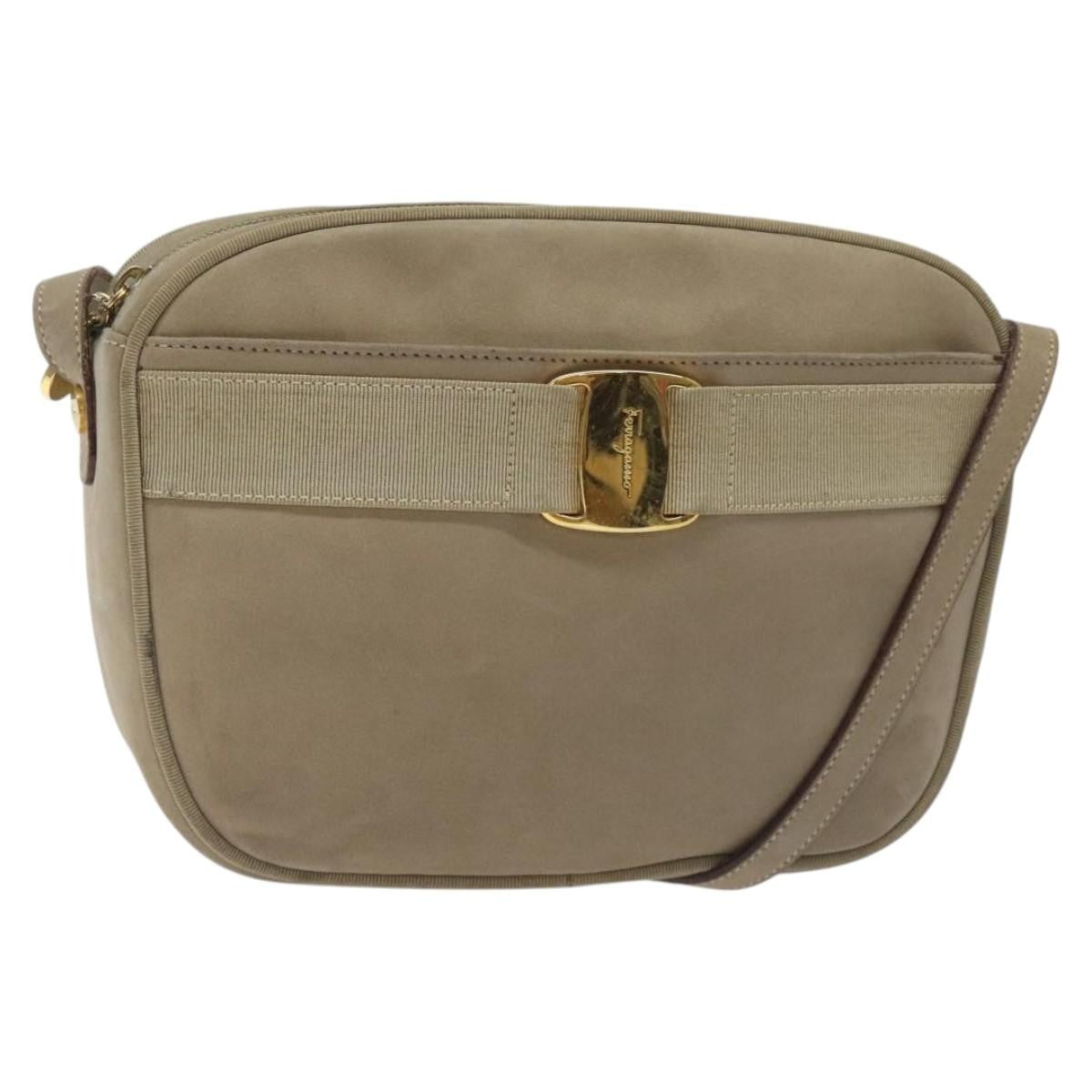 Salvatore Ferragamo Vara Bow Camera Shoulder Bag Suede Beige Suede Shoulder Bag Bag (Authentic Pre-Loved)