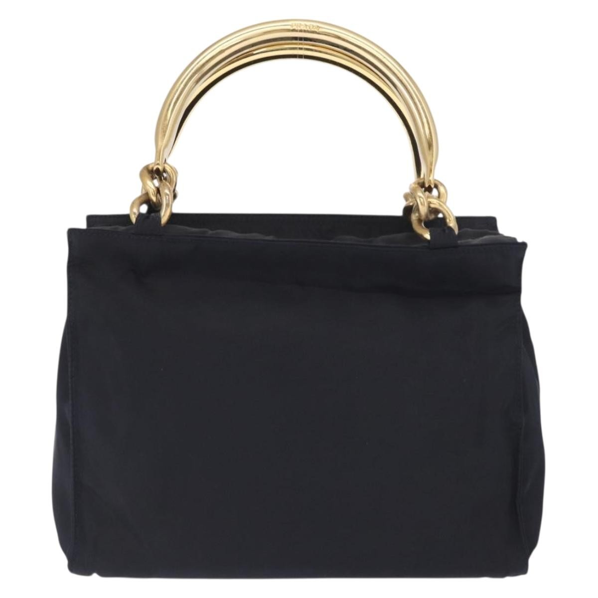 Prada Metal Handles Tote Tessuto Navy Nylon Tote Bag Bag (Pre-Loved)