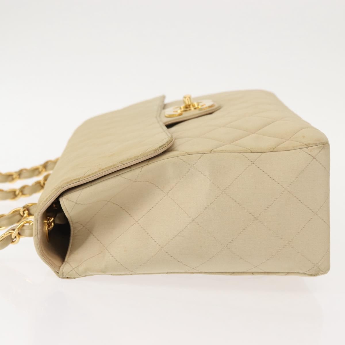 Chanel Vintage Classic Single Flap Bag Silk Beige Satin Shoulder Bag Bag (Authentic Pre-Loved)