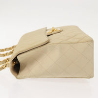 Chanel Vintage Classic Single Flap Bag Silk Beige Satin Shoulder Bag Bag (Authentic Pre-Loved)