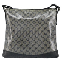 Gucci Zip Messenger Bag Gg Canvas With Perforated Leather Navy Canvas Shoulder Bag Bag (Pre-Loved)
