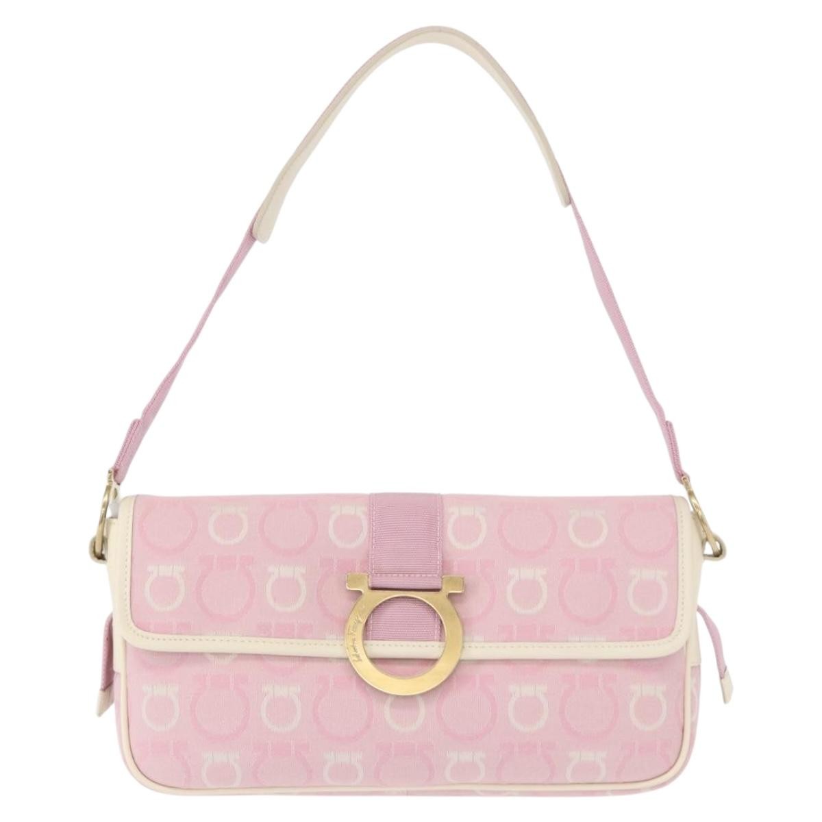 Salvatore Ferragamo Gancini Shoulder Bag Canvas Pink Canvas Shoulder Bag Bag (Pre-Loved)