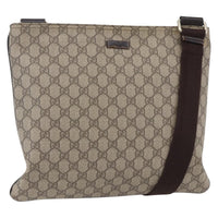 Gucci Zip Top Messenger Bag Gg Coated Canvas Beige Pvc Shoulder Bag Bag (Authentic Pre-Loved)