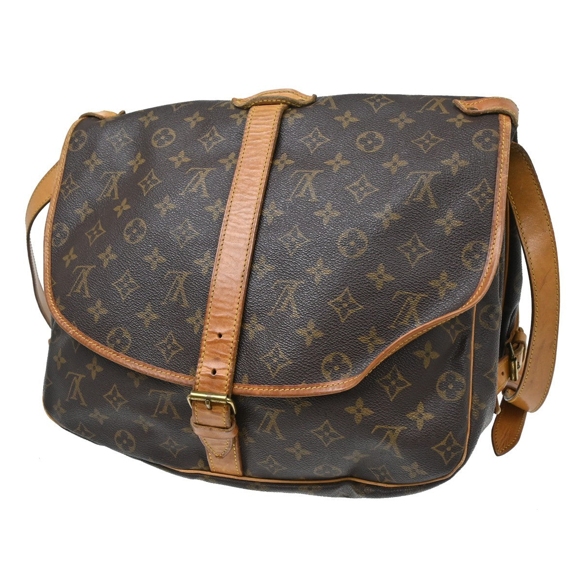 Louis Vuitton Louis Vuitton Saumur Handbag Monogram Canvas Brown Canvas Shoulder Bag Bag (Authentic Pre-Loved)