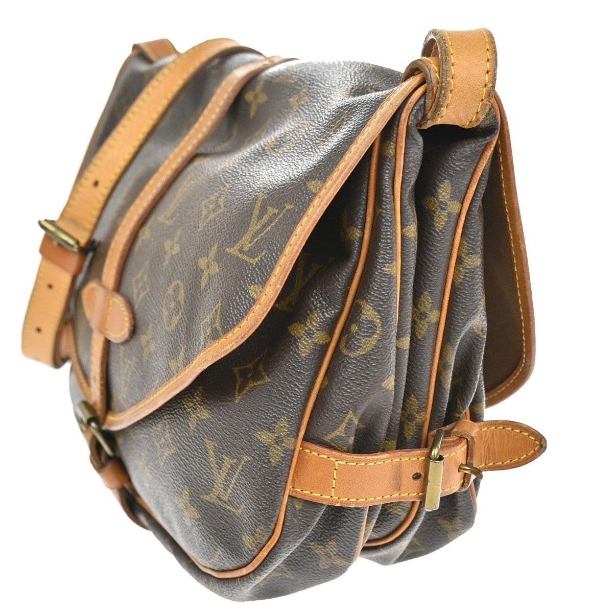 Louis Vuitton Saumur Handbag Monogram Canvas Brown Canvas Shoulder Bag Bag (Pre-Loved)