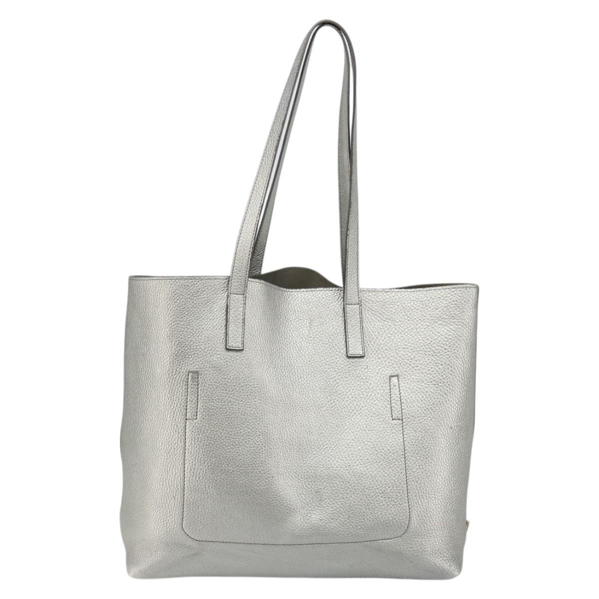 Prada Prada Vintage Tote Leather Silver Leather Tote Bag Bag (Authentic Pre-Loved)