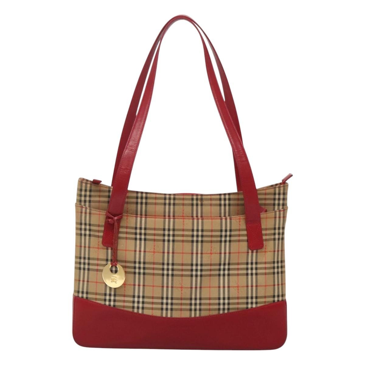 Burberry Nova Check Tote Canvas And Leather Beige Canvas Tote Bag Bag (Pre-Loved)
