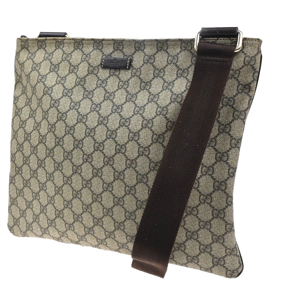 Gucci Zip Top Messenger Bag Gg Coated Canvas Brown Canvas Shoulder Bag Bag (Pre-Loved)