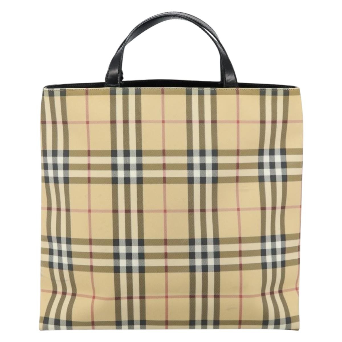 Burberry Nova Check Tote Canvas Check Pattern Beige Canvas Tote Bag Bag (Authentic Pre-Loved)
