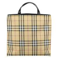 Burberry Nova Check Tote Canvas Check Pattern Beige Canvas Tote Bag Bag (Authentic Pre-Loved)