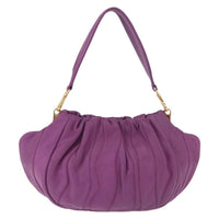 Prada Pleats Shoulder Bag Cervo Leather Purple Leather Handbag (Pre-Loved)