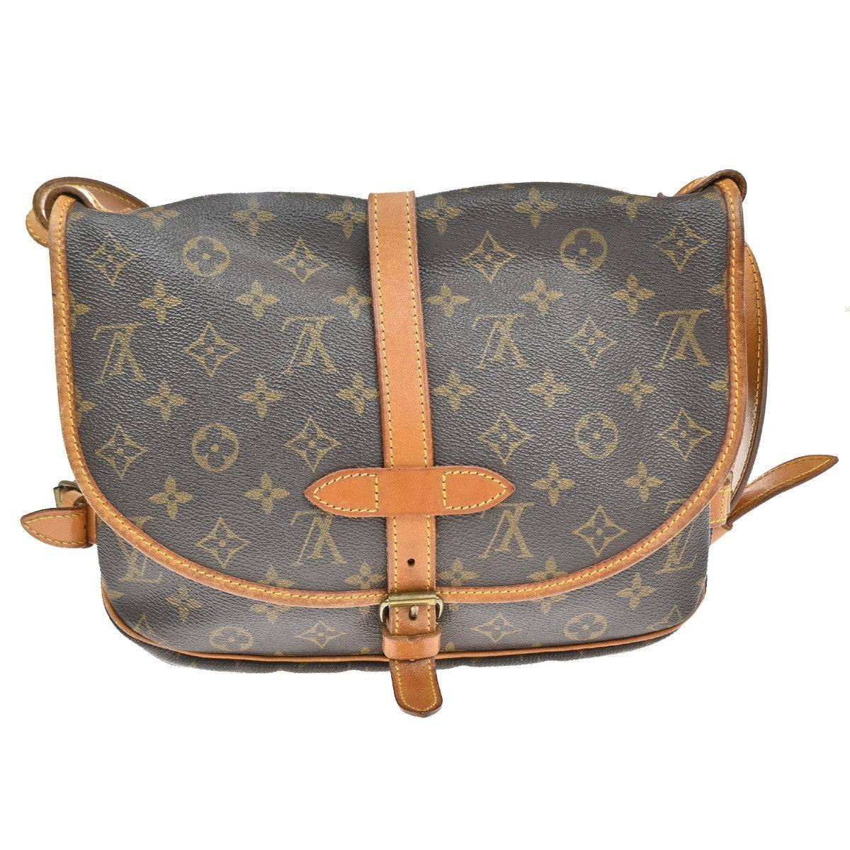 Louis Vuitton Saumur Handbag Monogram Canvas Brown Canvas Shoulder Bag Bag (Pre-Loved)