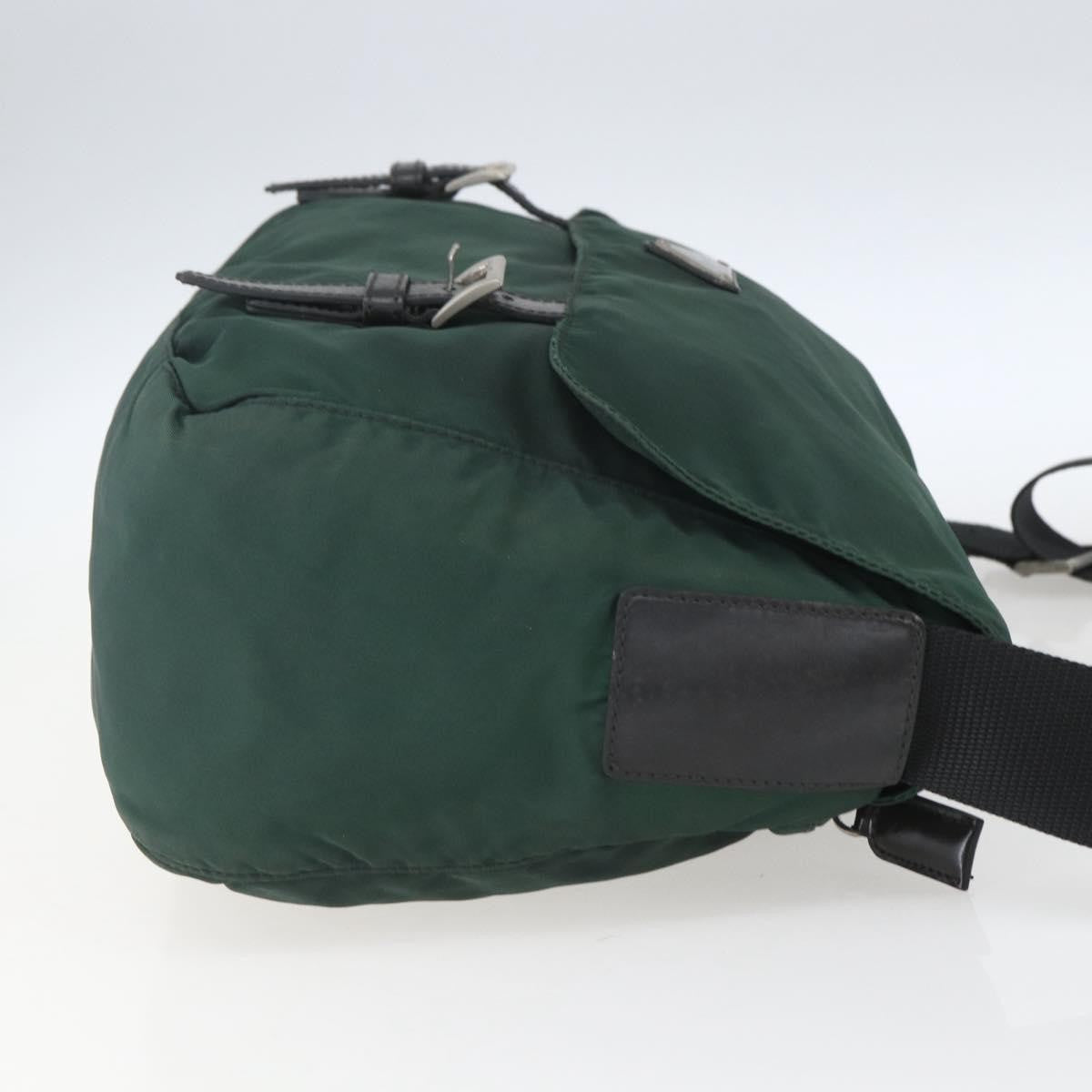 Prada Double Buckle Flap Messenger Bag Tessuto Green Nylon Shoulder Bag Bag (Authentic Pre-Loved)