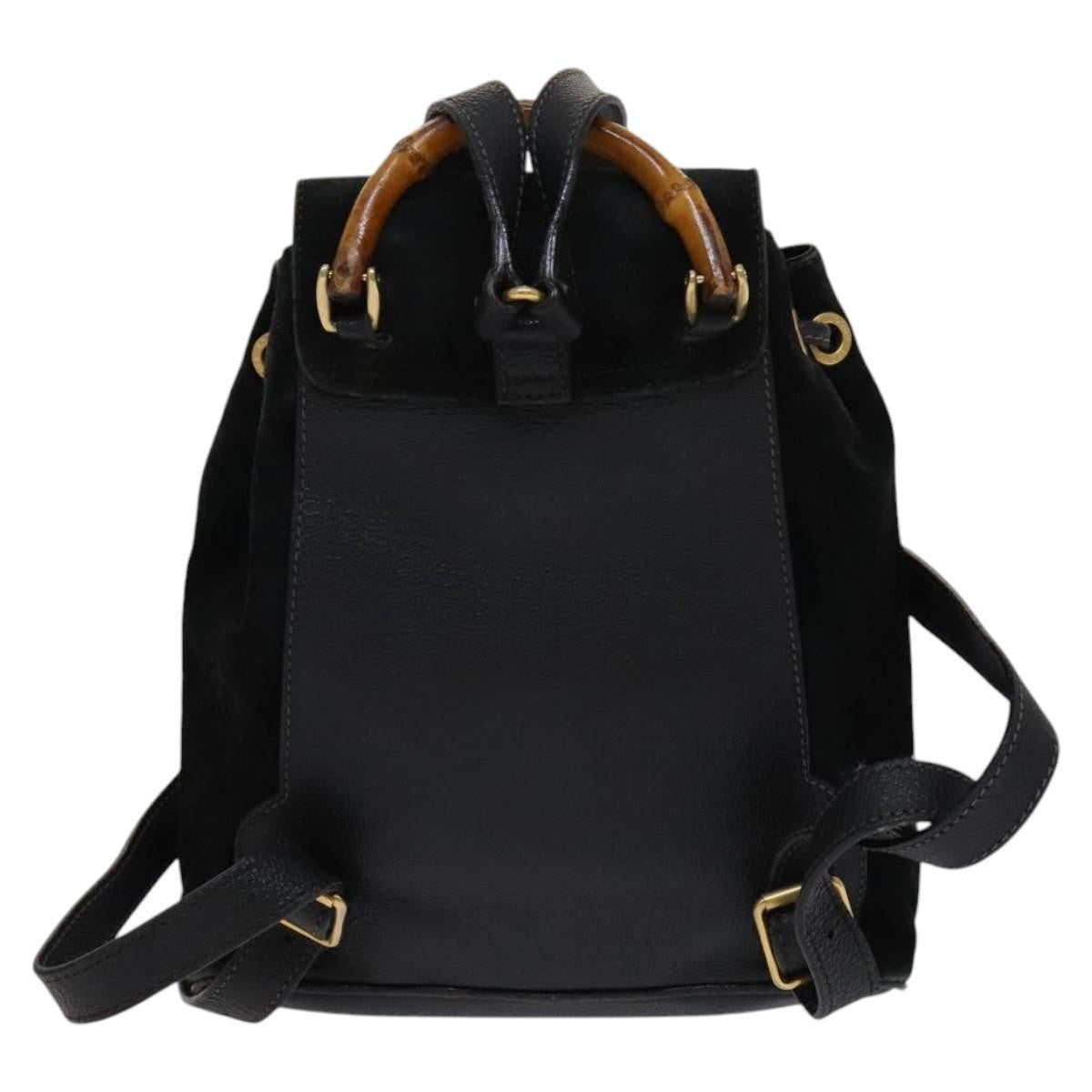 Gucci Gucci Bamboo Backpack Daim Black Suede Backpack Bag (Authentic Pre-Loved)