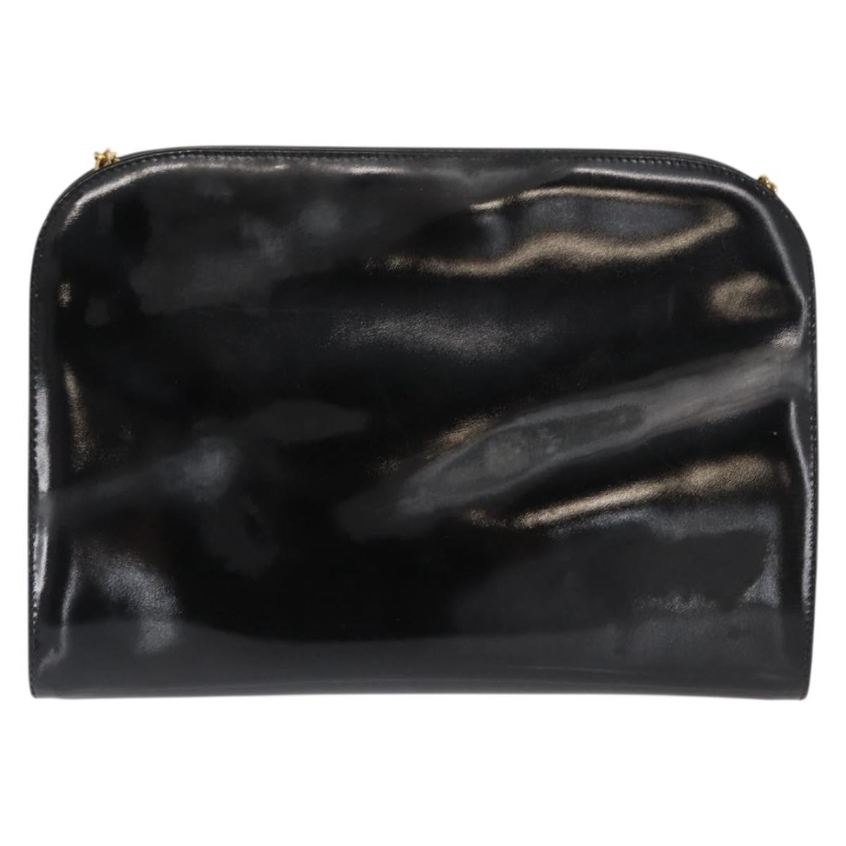 Salvatore Ferragamo Vintage Gancini Chain Shoulder Bag Patent Leather Black Patent_Leather Shoulder Bag Bag (Pre-Loved)