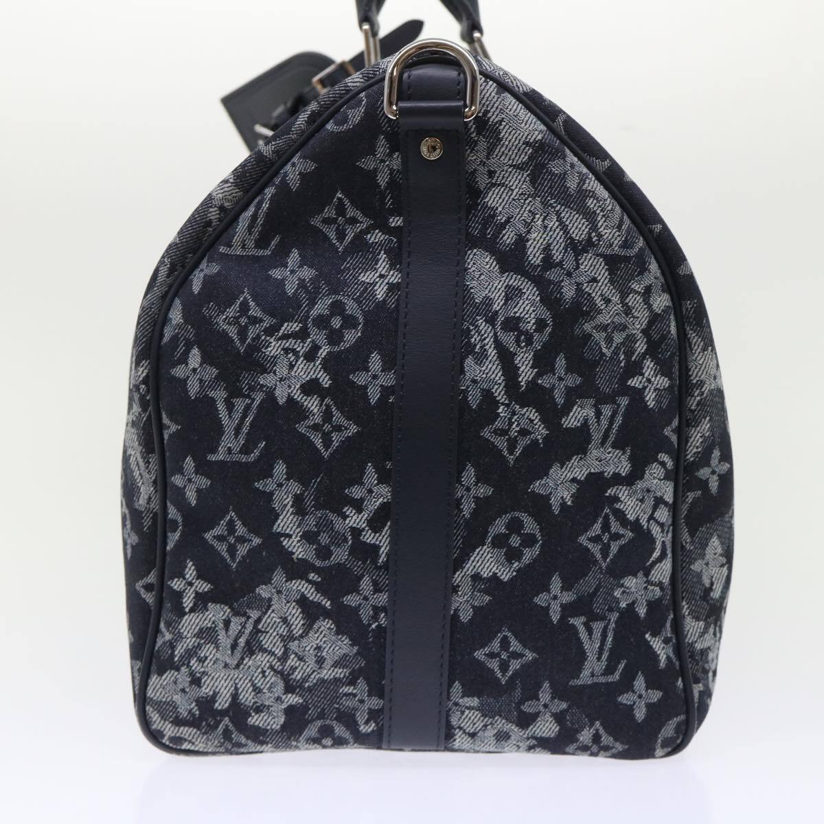Louis Vuitton Keepall Bandouliere Bag Monogram Tapestry Canvas Navy Canvas Bag (Authentic Pre-Loved)