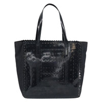 Prada Vintage Tote Tessuto With Leather Black Patent_Leather Tote Bag Bag (Authentic Pre-Loved)