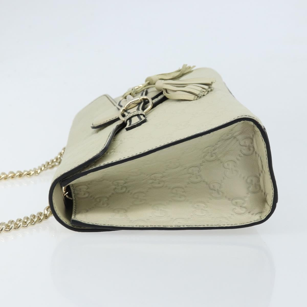 Gucci Emily Chain Flap Bag Guccissima Leather Beige Leather Shoulder Bag Bag (Pre-Loved)