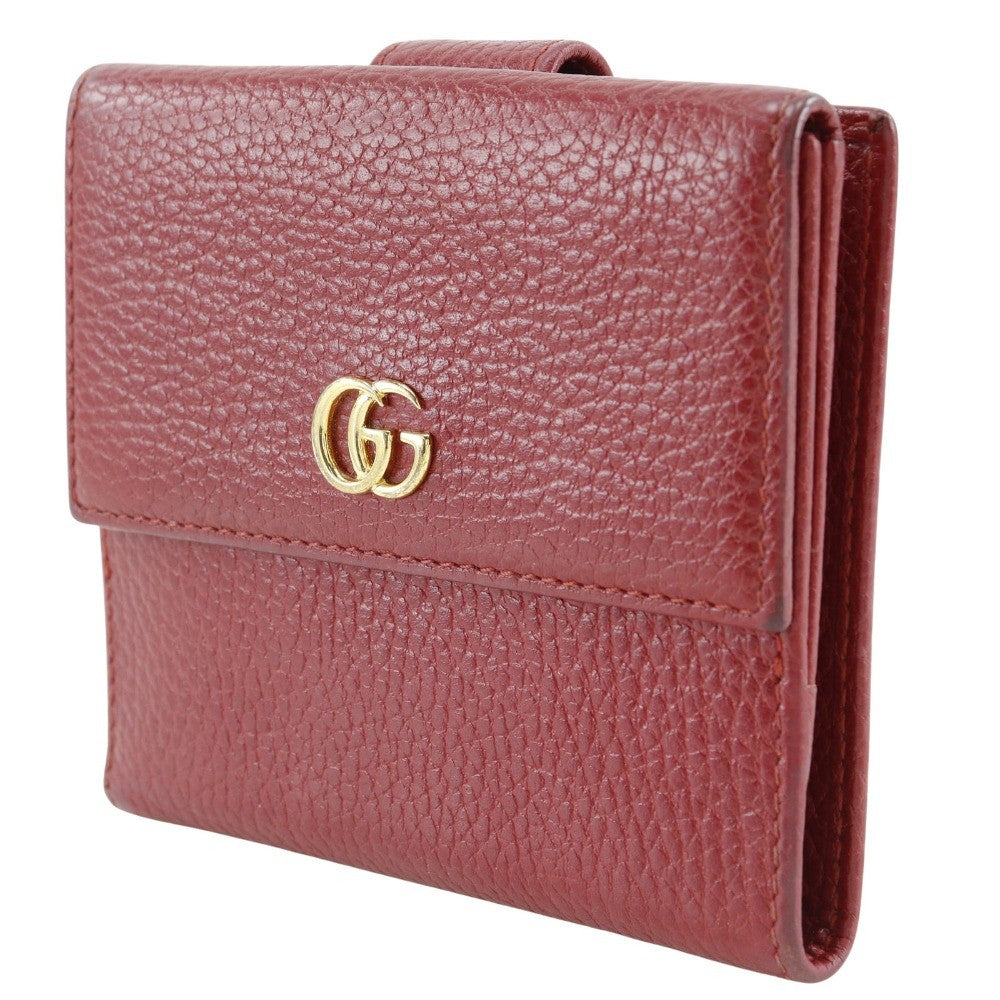 Gucci Gg Marmont Bifold Wallet Leather Red Leather Wallets Accessory (Authentic Pre-Loved)