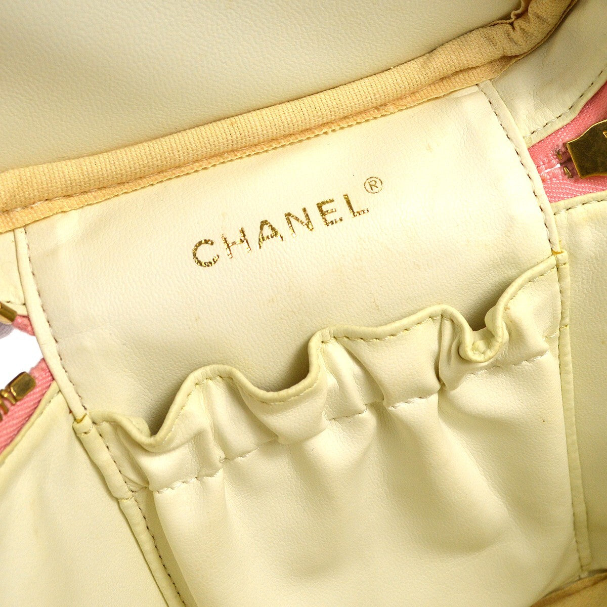 Chanel Vintage Timeless Cosmetic Case Caviar Pink Leather Clutche & Pouche Bag (Authentic Pre-Loved)