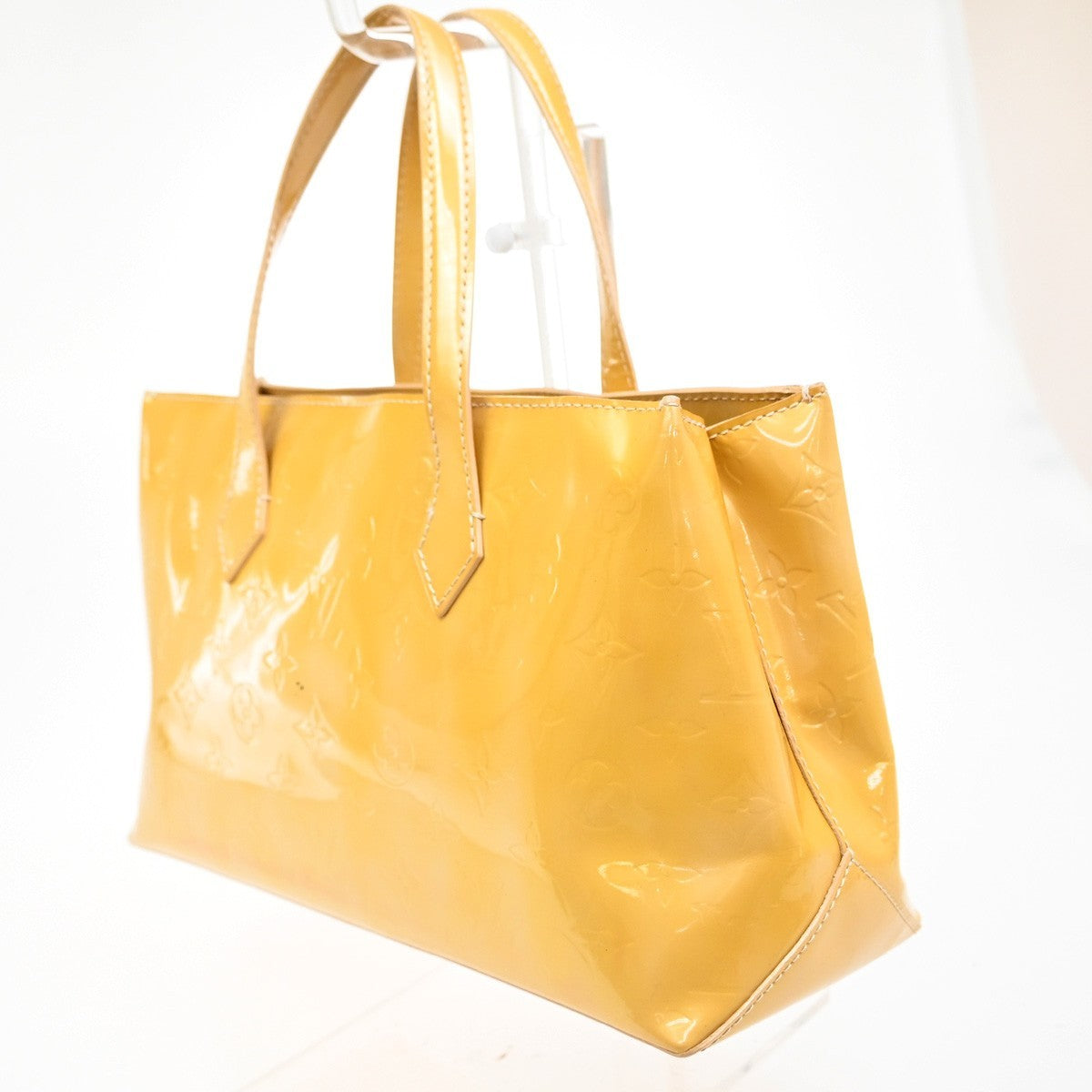 Louis Vuitton Wilshire Handbag Monogram Vernis Beige Patent_Leather Handbag (Authentic Pre-Loved)