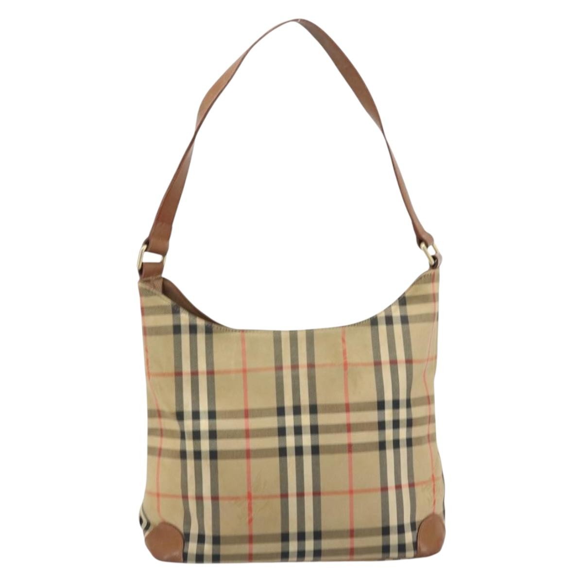 Burberry Nova Check Shoulder Bag Canvas And Leather Beige Canvas Shoulder Bag Bag (Authentic Pre-Loved)