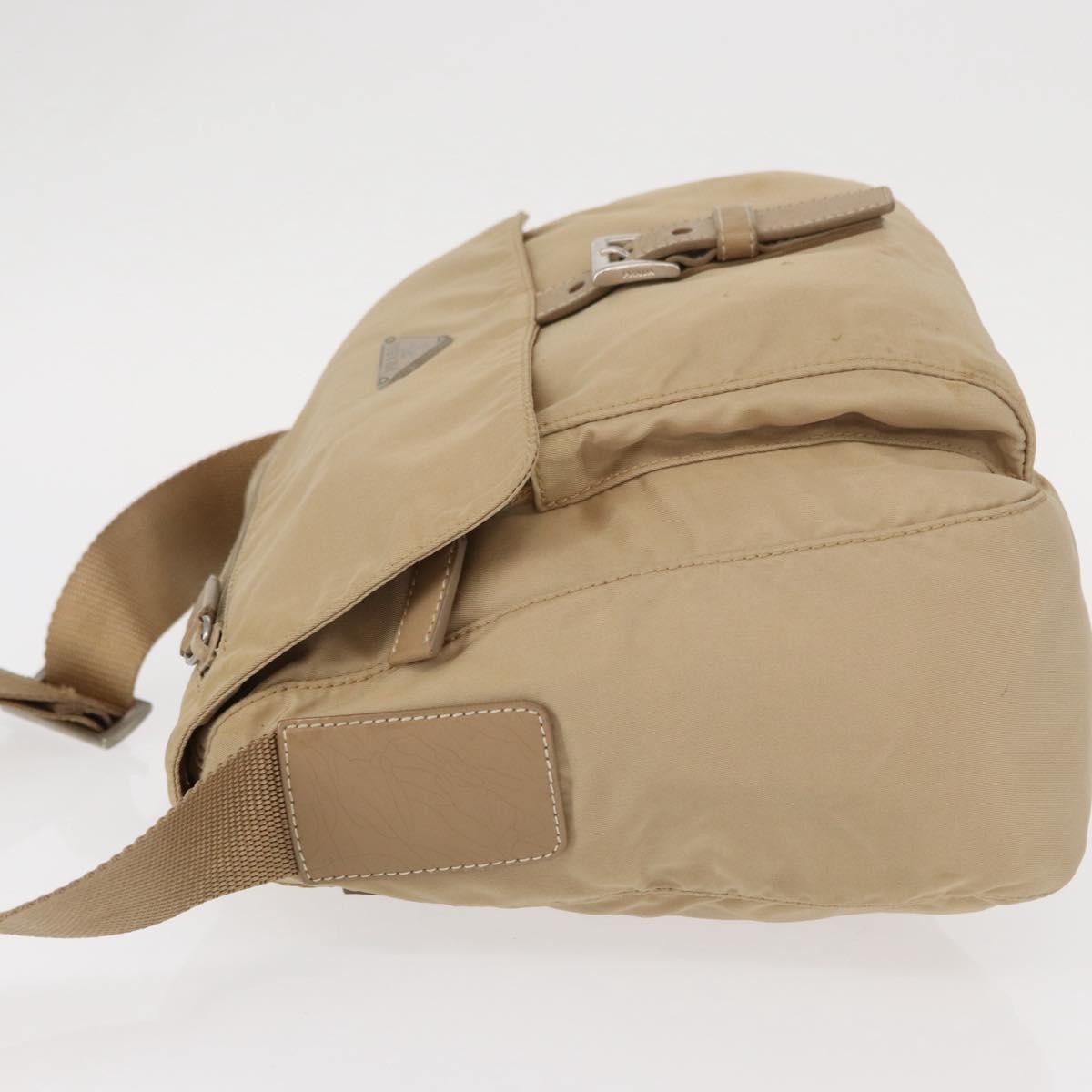 Prada Buckle Messenger Bag Tessuto Beige Nylon Shoulder Bag Bag (Authentic Pre-Loved)