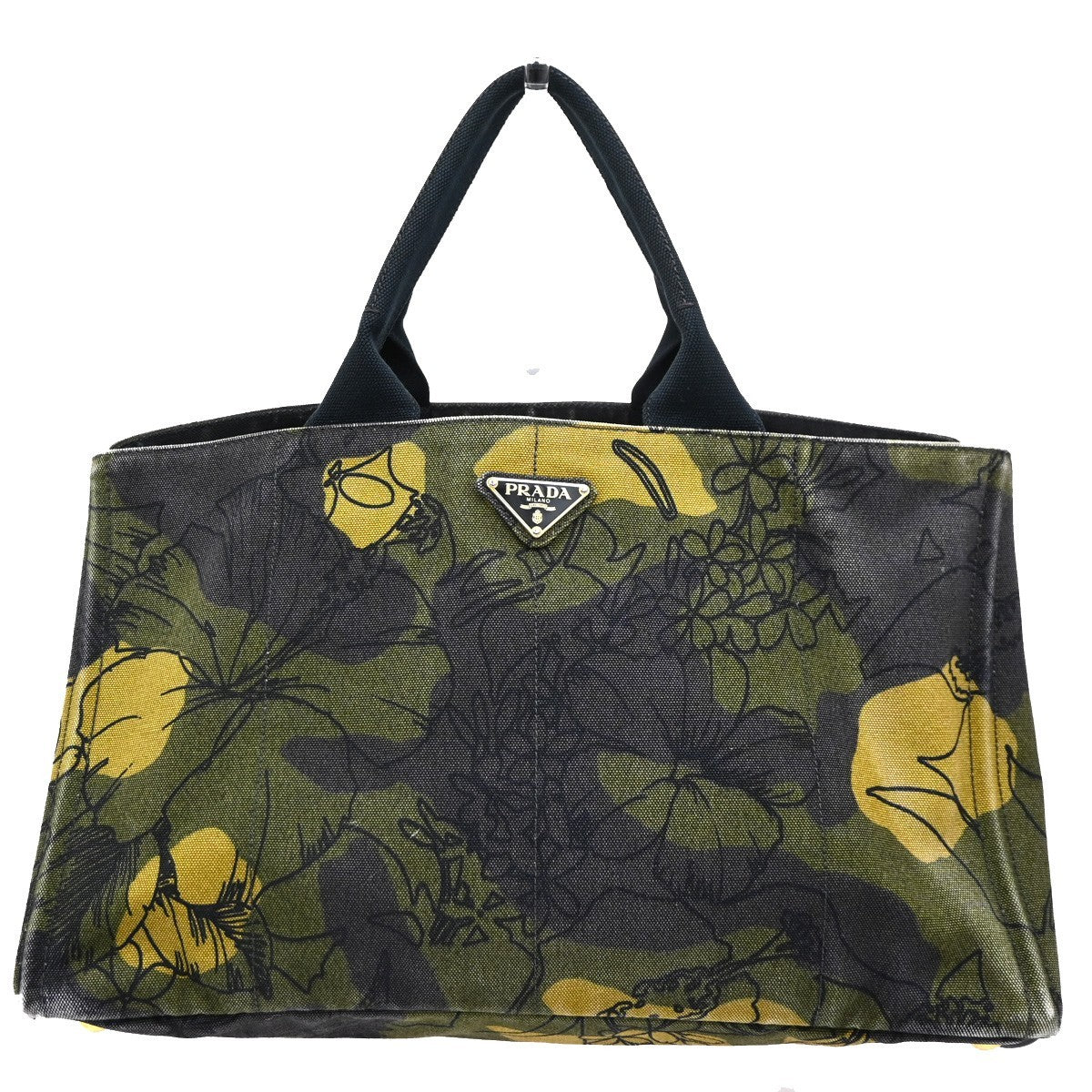Prada Canapa Tote Printed Canvas Green Canvas Tote Bag Bag (Pre-Loved)