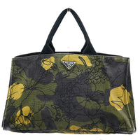 Prada Canapa Tote Printed Canvas Green Canvas Tote Bag Bag (Pre-Loved)