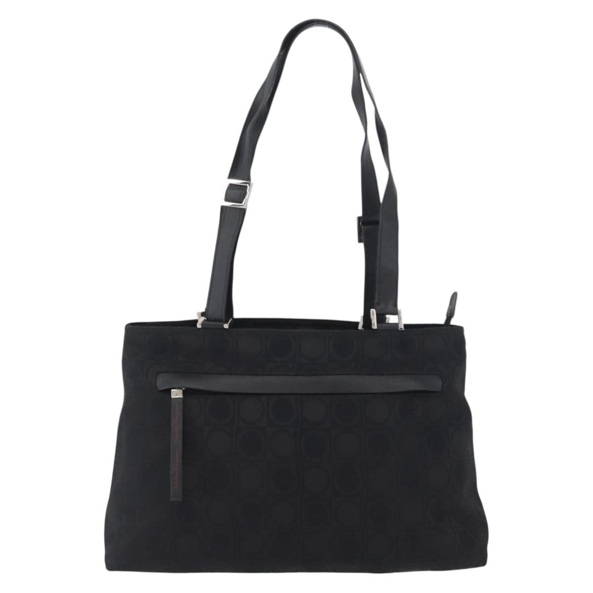 Salvatore Ferragamo Salvatore Ferragamo Gancini Tote Gancini Canvas Black Canvas Tote Bag Bag (Pre-Loved)