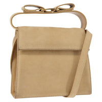 Salvatore Ferragamo Vala Handbag Suede Beige Suede Handbag (Authentic Pre-Loved)
