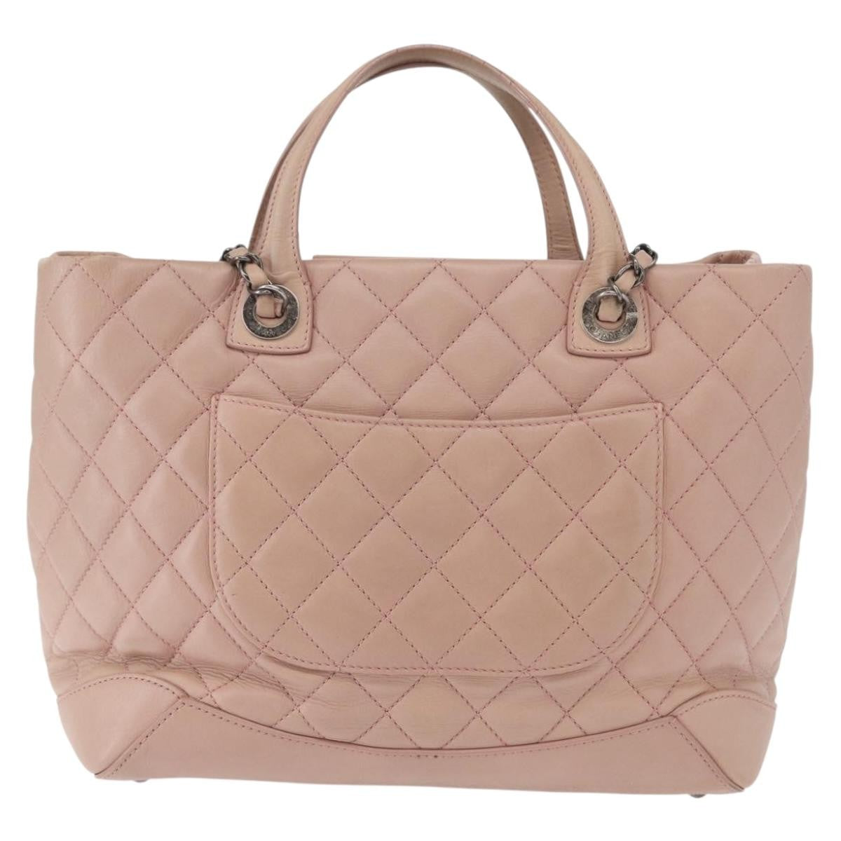 Chanel Easy Shopping Tote Quilted Calfskin Pink Leather Tote Bag Bag (Authentic Pre-Loved)