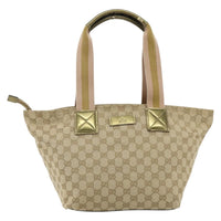 Gucci Web Zip Tote Gg Canvas Beige Canvas Tote Bag Bag (Authentic Pre-Loved)
