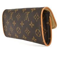 Louis Vuitton Twin Handbag Monogram Canvas Brown Leather Clutche & Pouche Bag (Authentic Pre-Loved)