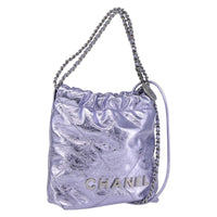 Chanel 22 Chain Hobo Quilted Calfskin Purple Leather Shoulder Bag Bag (Pre-Loved)