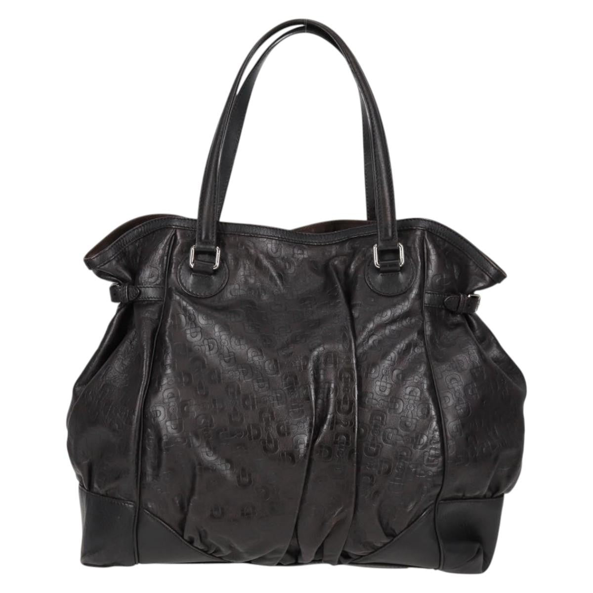 Gucci Full Moon Tote Leather Black Leather Tote Bag Bag (Pre-Loved)