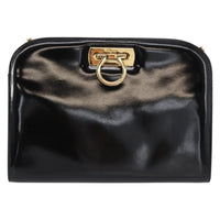 Salvatore Ferragamo Vintage Gancini Chain Shoulder Bag Patent Leather Black Patent_Leather Shoulder Bag Bag (Authentic Pre-Loved)