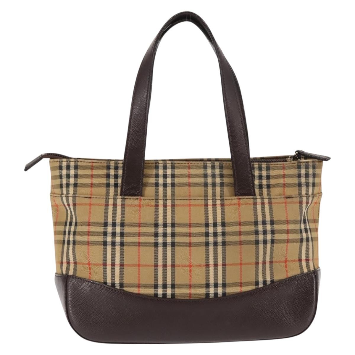 Burberry Nova Check Tote Canvas And Leather Beige Canvas Tote Bag Bag (Pre-Loved)