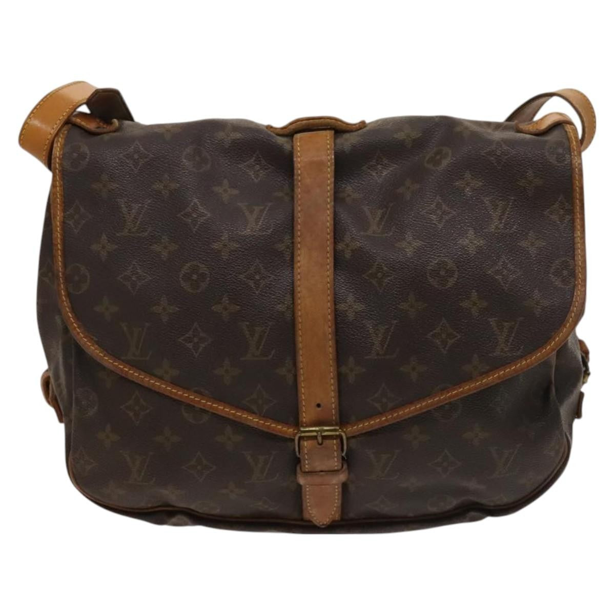 Louis Vuitton Saumur Handbag Monogram Canvas Brown Canvas Shoulder Bag Bag (Pre-Loved)