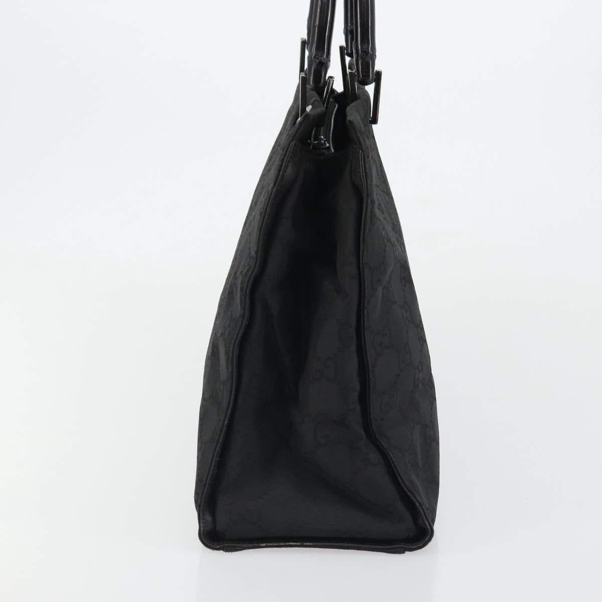 Gucci Vintage Bamboo Handle Tote Gg Canvas Black Canvas Tote Bag Bag (Pre-Loved)