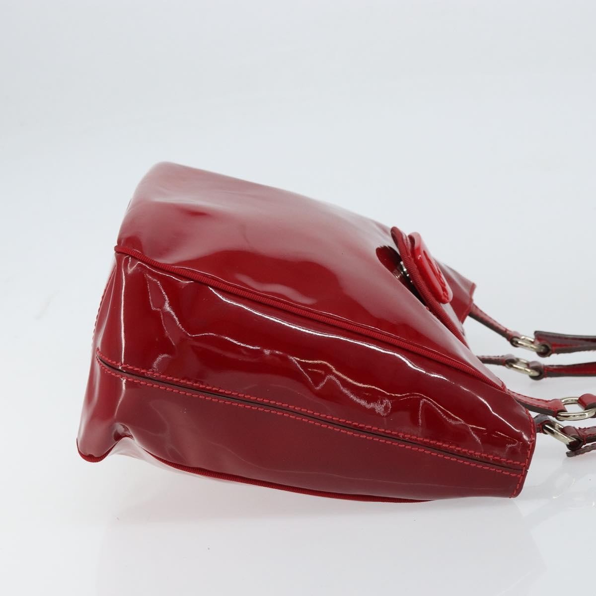 Salvatore Ferragamo Vintage Tote Bag Patent Leather Red Patent_Leather Tote Bag Bag (Authentic Pre-Loved)