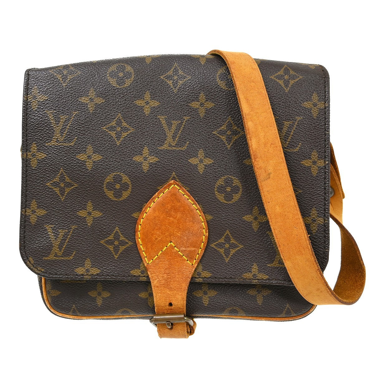 Louis Vuitton Cartouchiere Handbag Monogram Canvas Brown Canvas Shoulder Bag Bag (Authentic Pre-Loved)