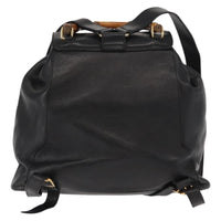 Gucci Vintage Bamboo Backpack Leather Black Leather Backpack Bag (Authentic Pre-Loved)